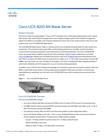 Cisco UCS B200 M4 Blade Server Data Sheet | Manualzz