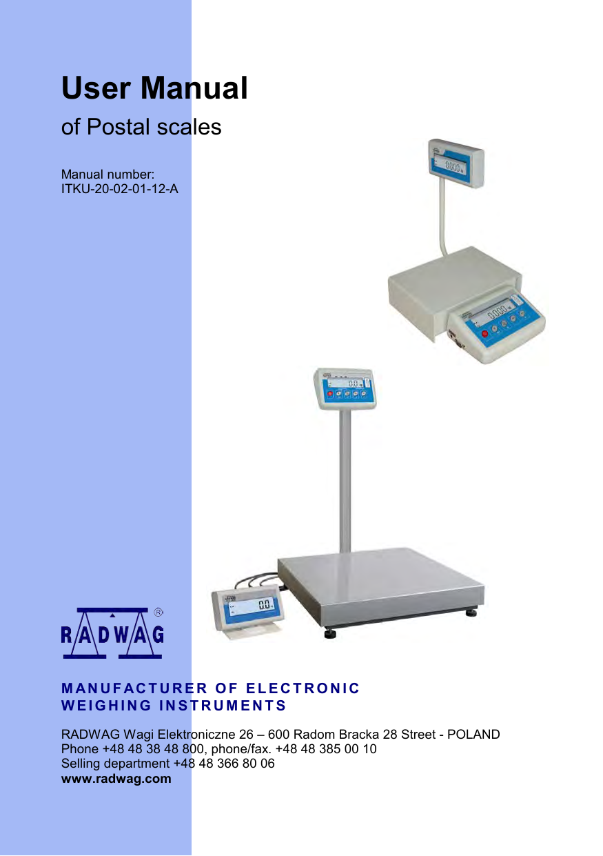 Manual instruction Postal Scales Manualzz