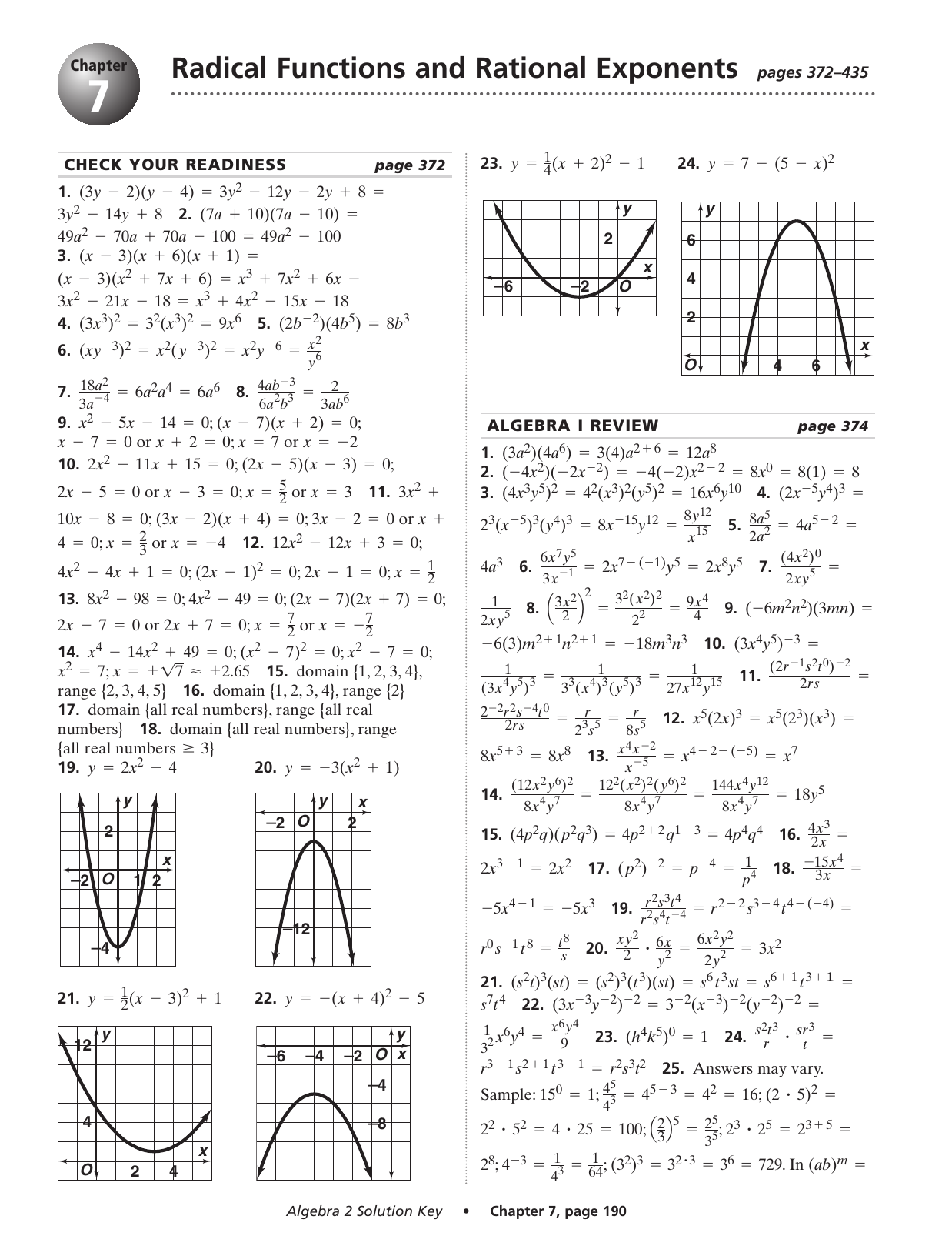 Radical Functions And Rational Exponents Pages 372 Manualzz