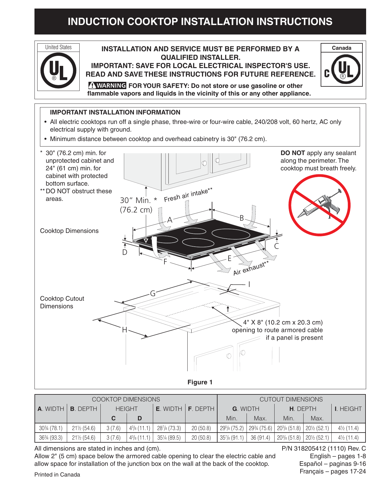 Induction Cooktop Installation Instructions Manualzz Com