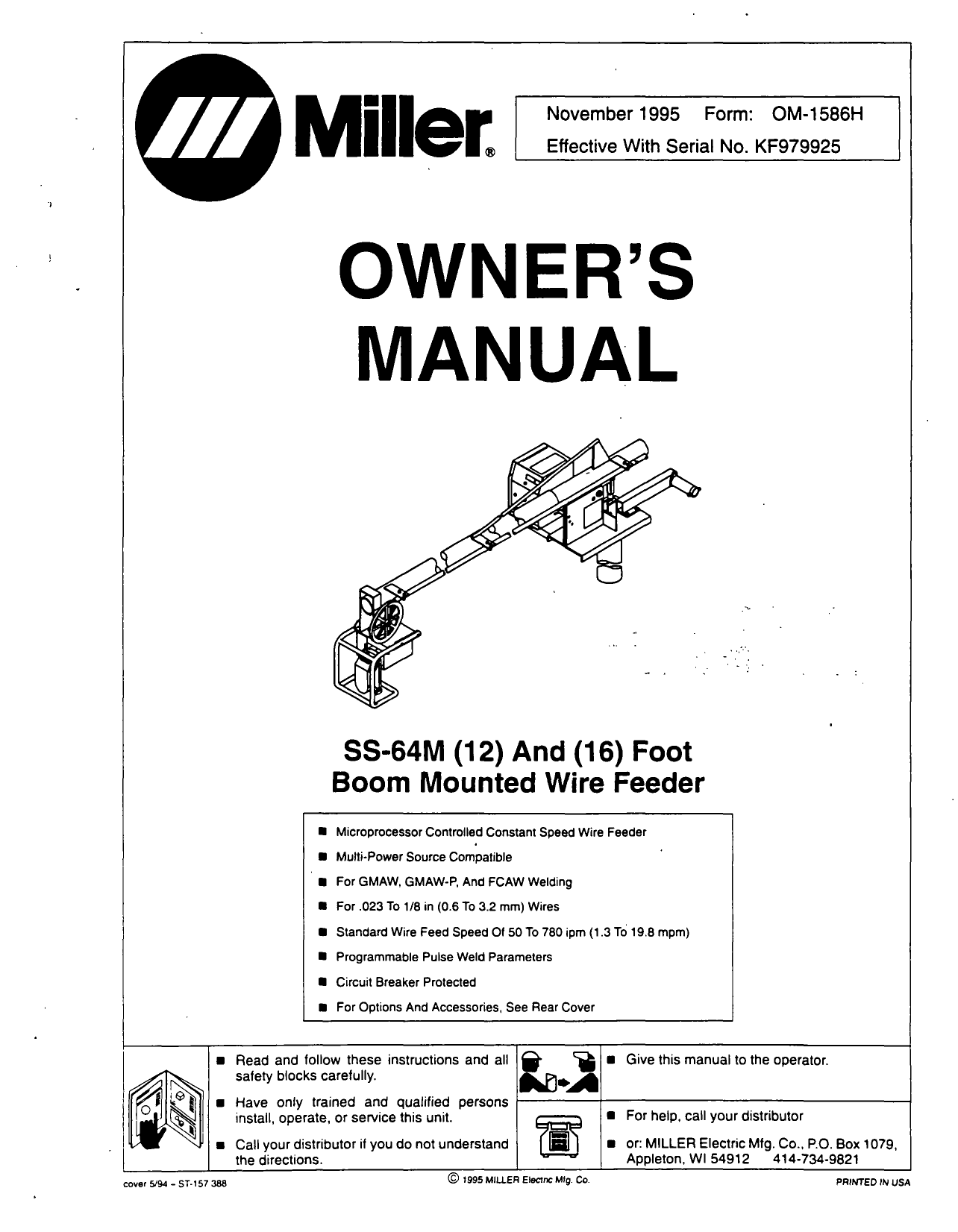 Miller Ss 64m Swingarc Owner Manual Manualzz