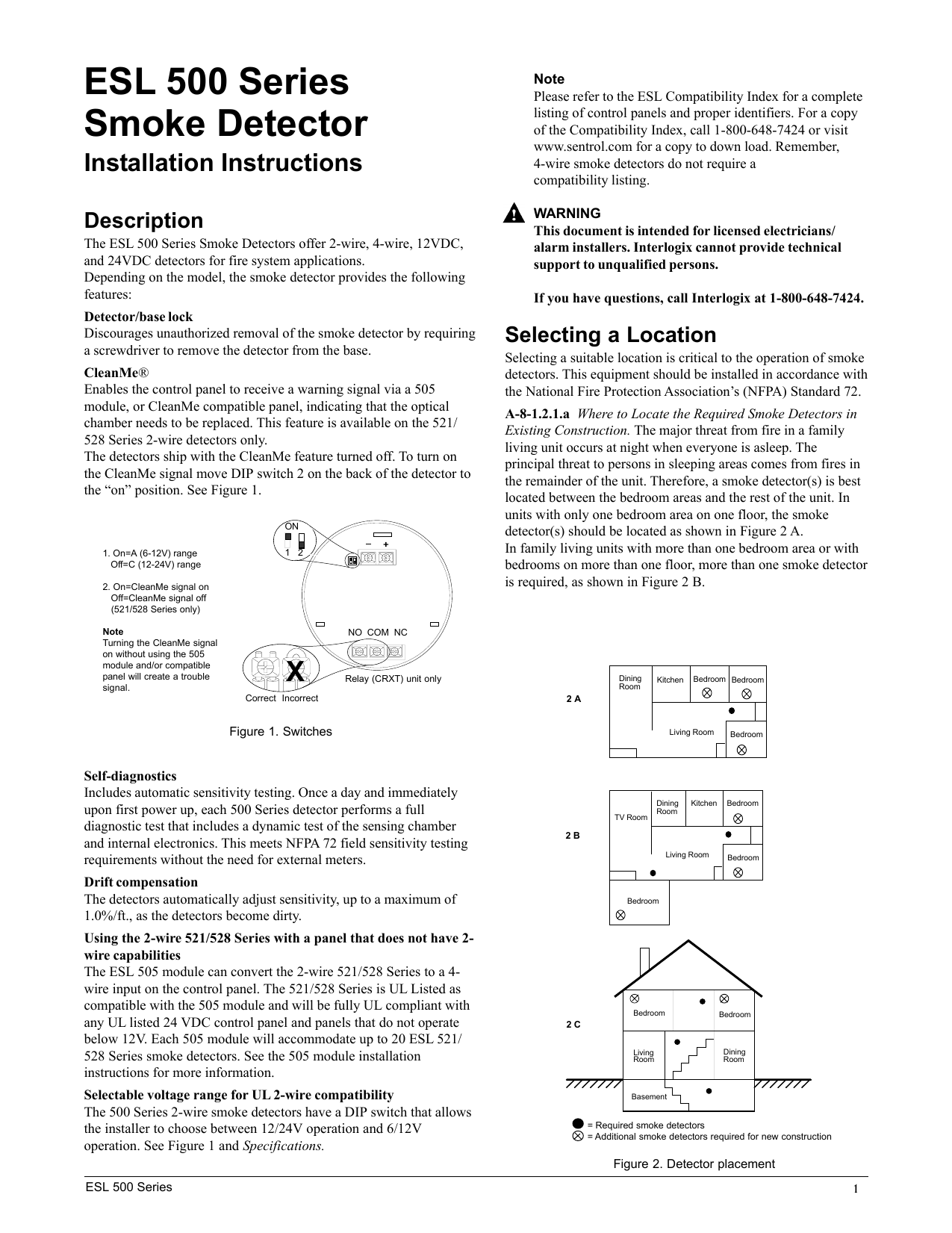 Esl 500 Series Smoke Detector Installation Instructions