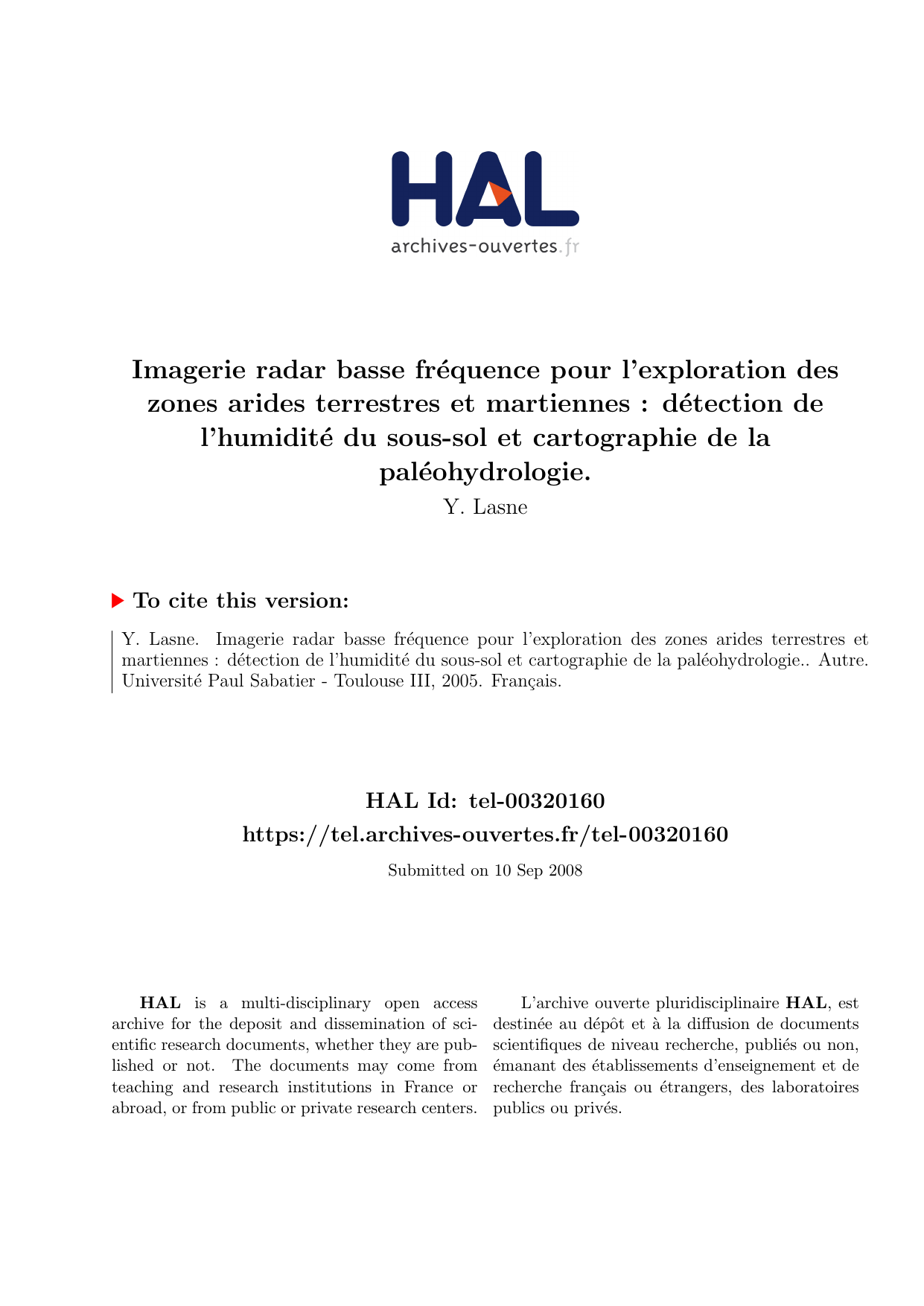 Imagerie Radar Basse Fr Quence Pour L Exploration Des Hal Manualzz