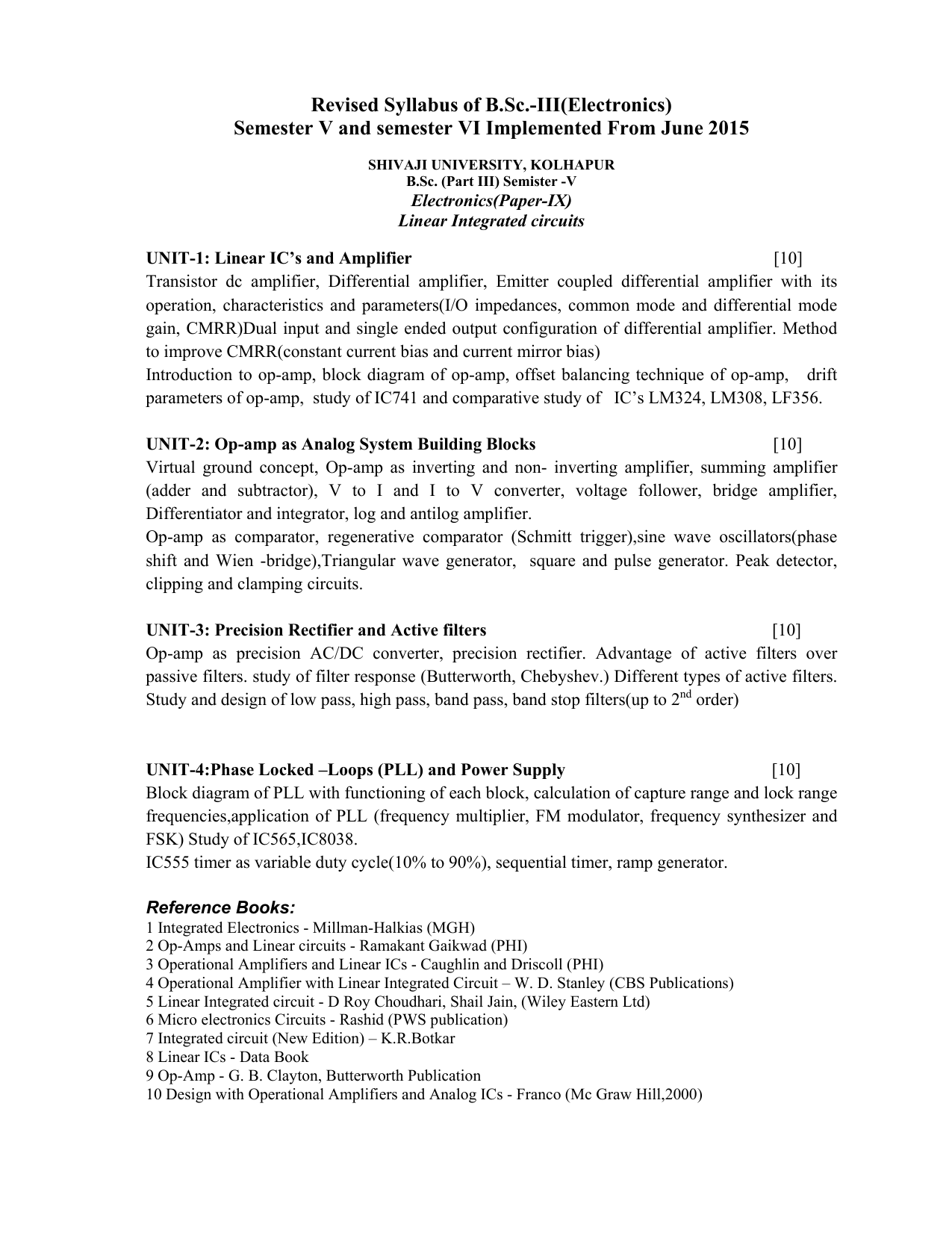 Revised Syllabus Of B Sc Iii Electronics Manualzz