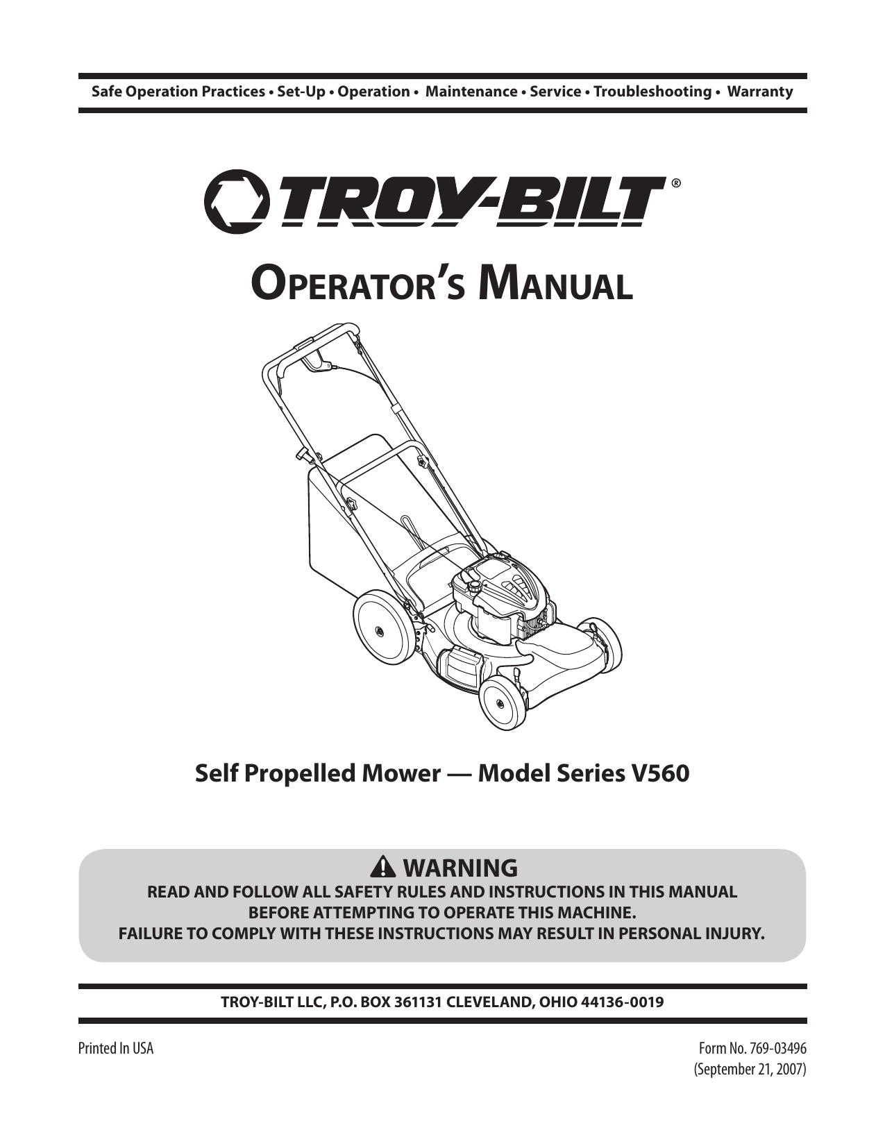 Troy Bilt 12AV566M011 12AV566N211 12AV566M066 User manual Manualzz