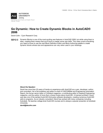 dynamic blocks autocad 2006