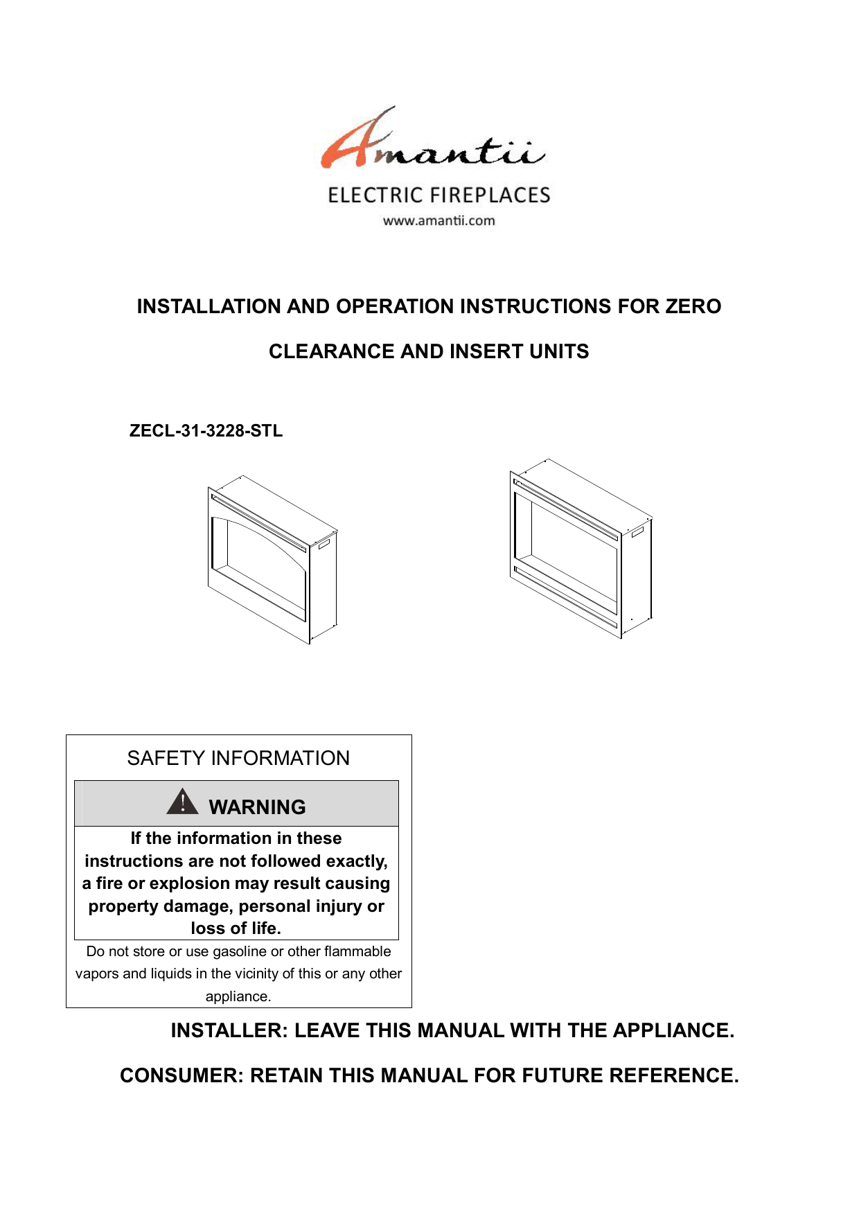 Zecl 31 3228 Stl Manual Amantii Electric Fireplaces Manualzz Com