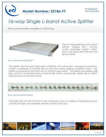 L-BAND SPLITTER 2-WAY - DC + 10MHZ PASS