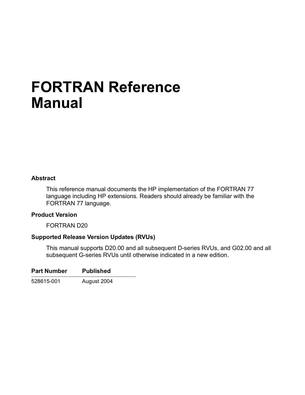 Fortran Reference Manual Manualzz