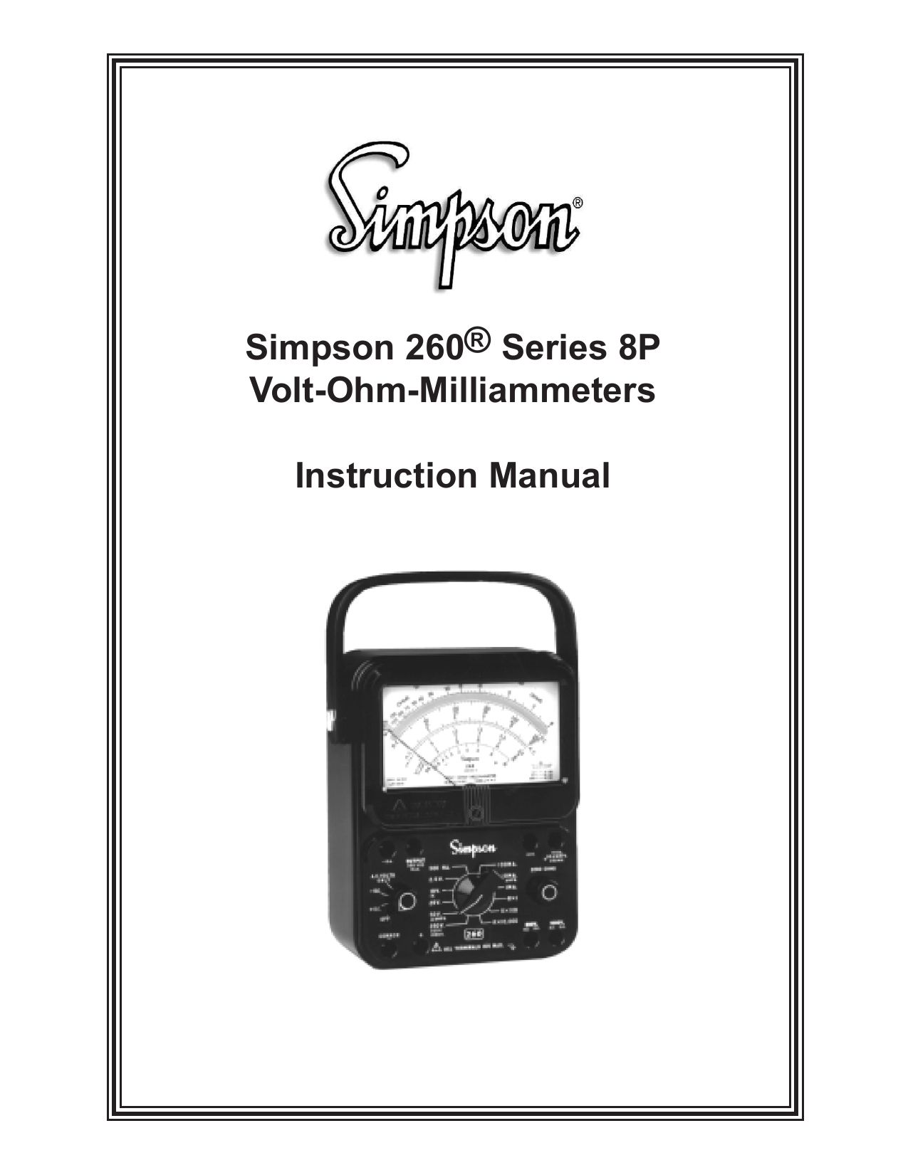 Simpson 260 Series 8P Volt Ohm Milliammeters Instruction Manual Manualzz
