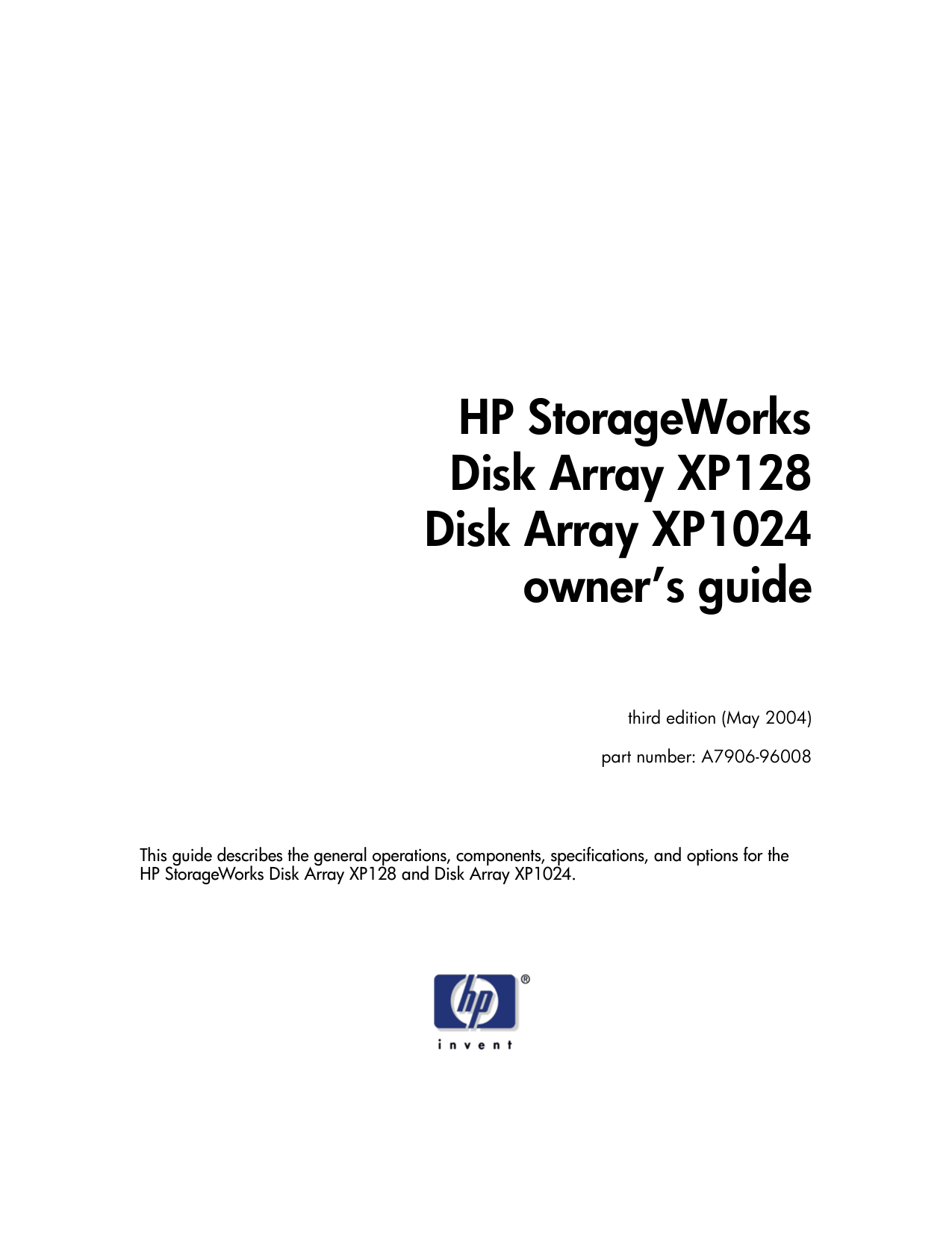 HP StorageWorks Disk Array XP1024 Disk Array XP128 Owner`s Manualzz