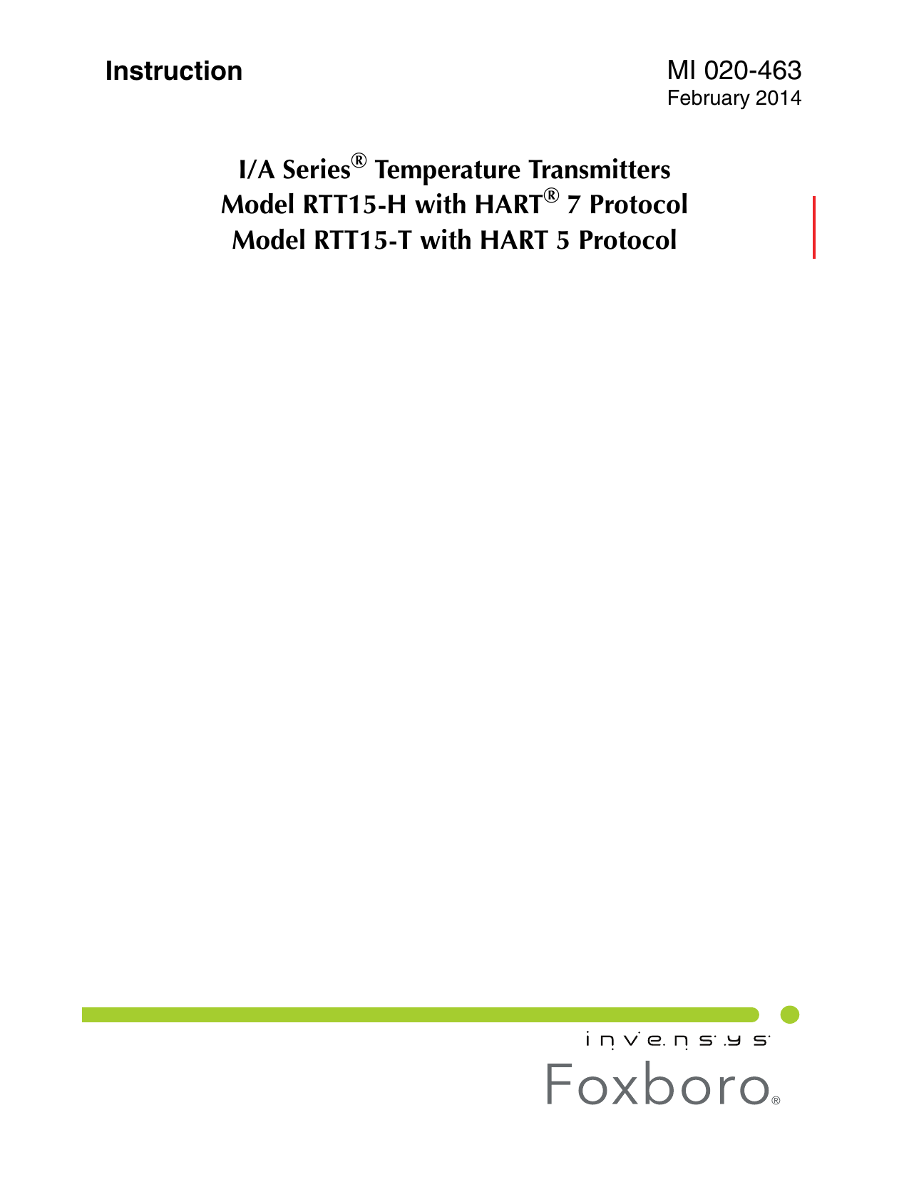 Foxboro RTT15 Temperature Transmitter