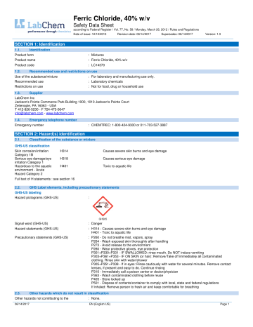 Ferric Chloride 40 W V Manualzz