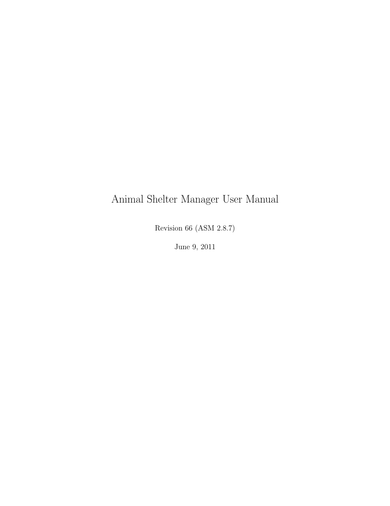 Animal Shelter Manager User Manual Manualzz