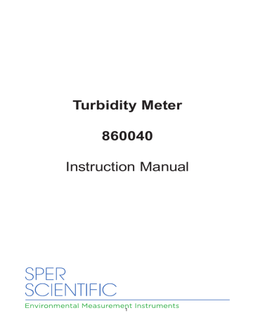 Sper Scientific 860040 Turbidity Meter Instruction Manual 