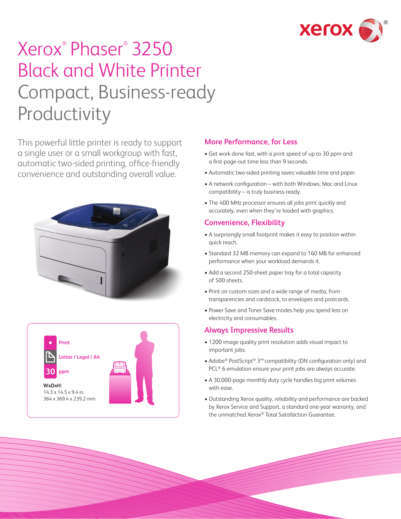 Xerox Phaser 3250 Black And White Laser Printer Product Brochure Manualzz