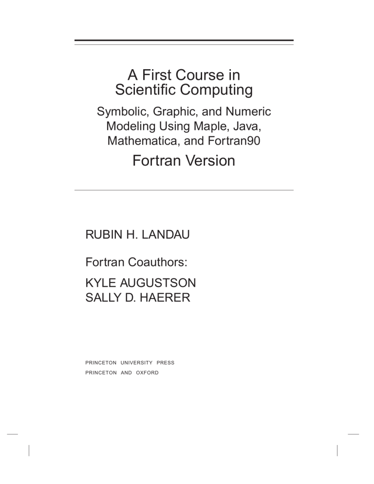 A First Course In Scientific Computing Fortran Version Manualzz