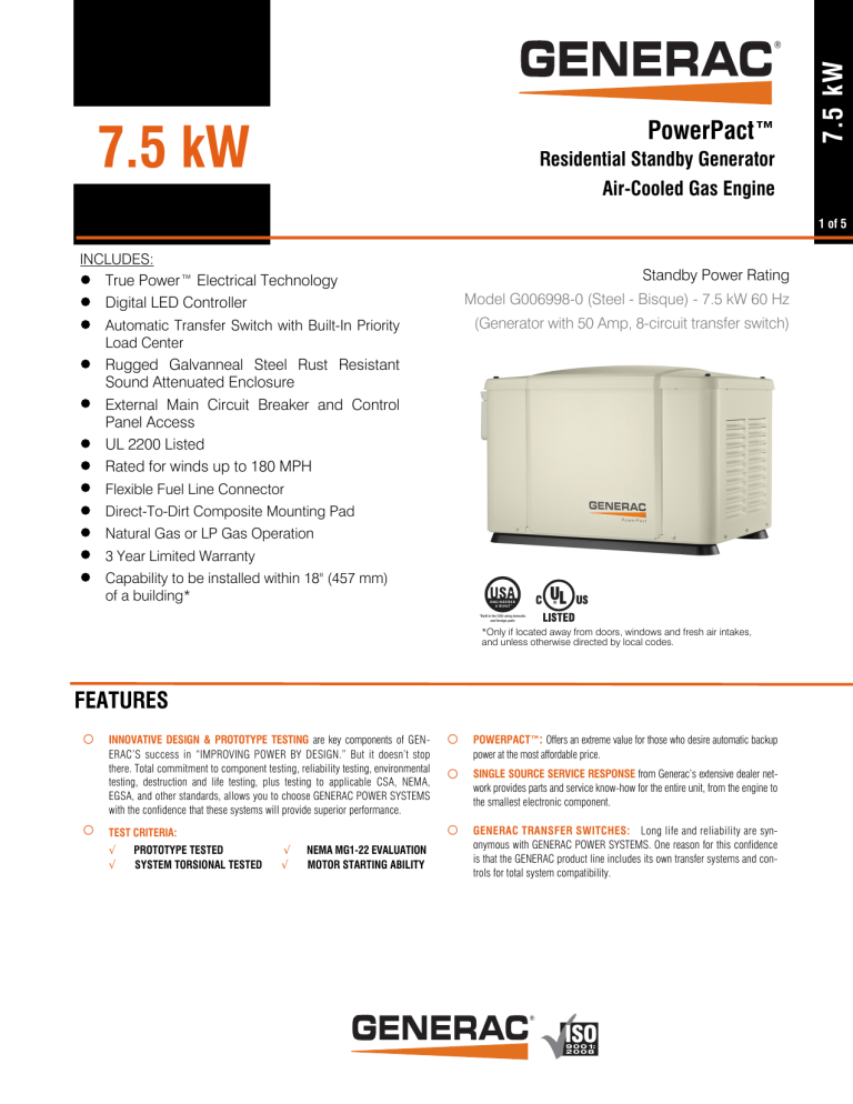 7.5 kW Generac Power Systems Manualzz