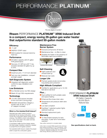 Rheem PERFORMANCE PLATINUM™ XR90 Induced Draft is a | Manualzz