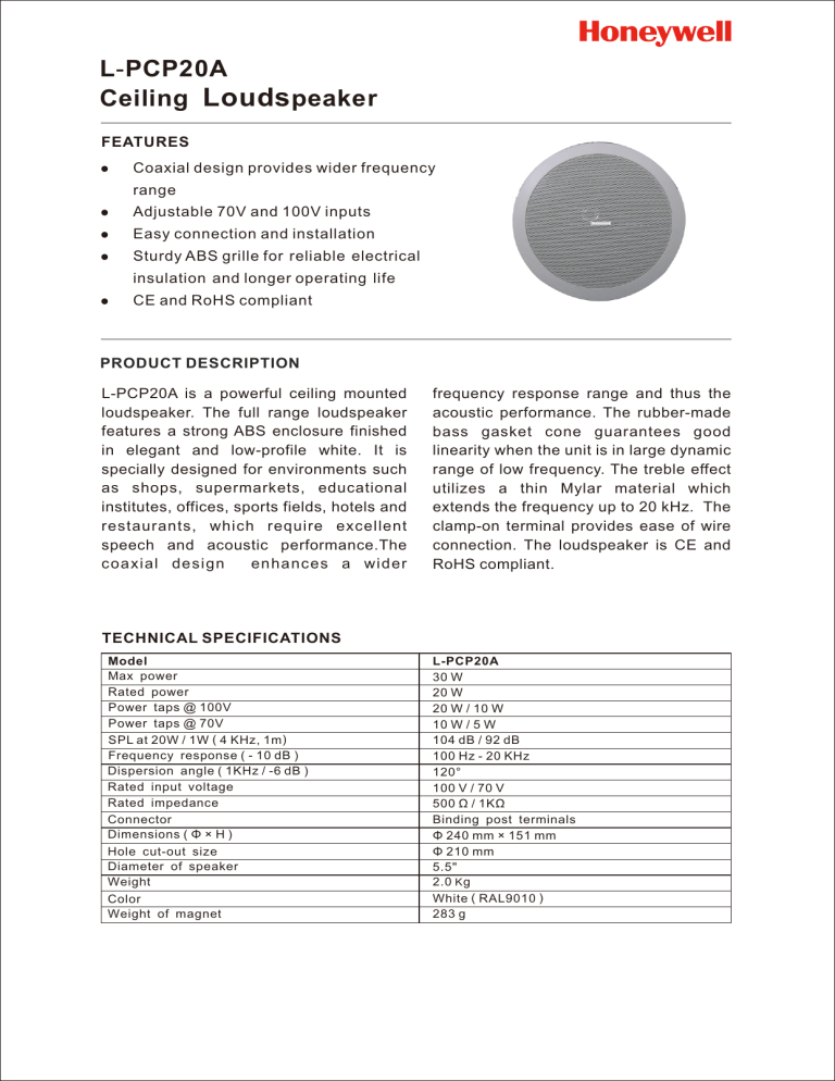 L Pcpa Ceiling Loudspeaker Manualzz