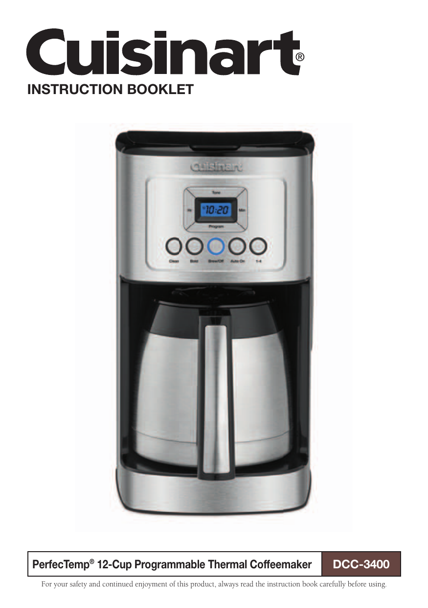 Cuisinart DCC-3400P1 , DCC-3400 El manual del propietario | Manualzz