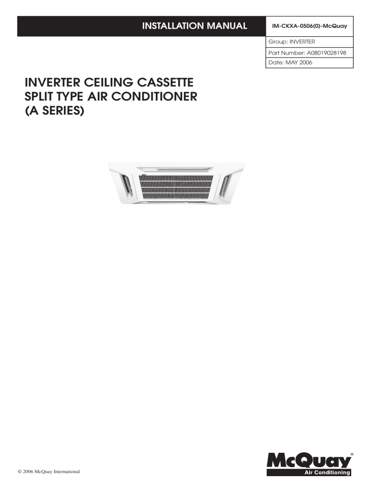 Inverter Ceiling Cassette Split Type Air Conditioner Manualzz