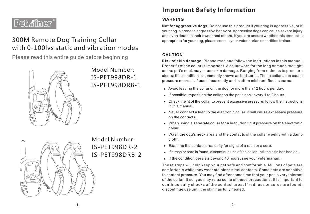 petainer training collar manual