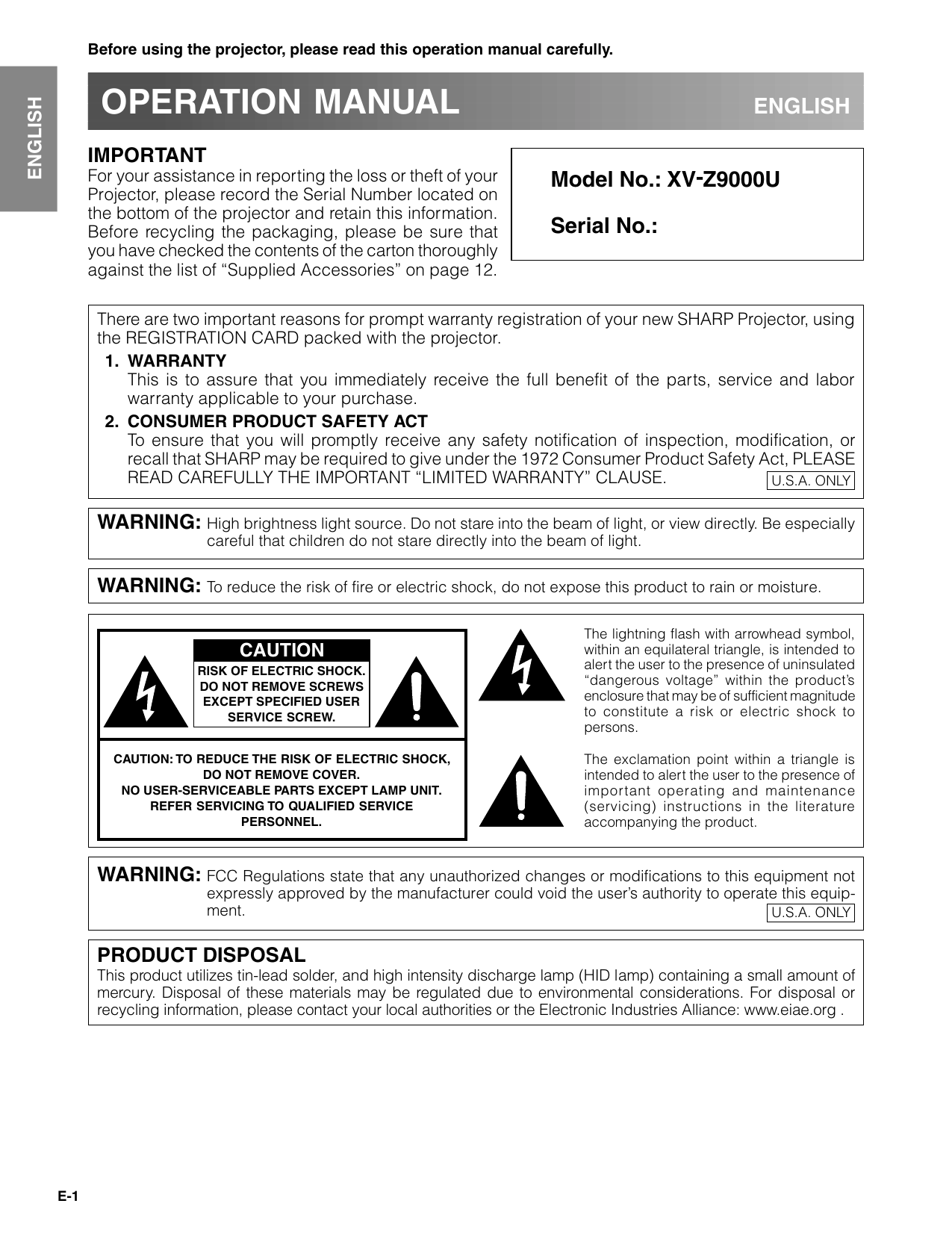 ... Array - xv z9000u operation manual manualzz com rh manualzz ...