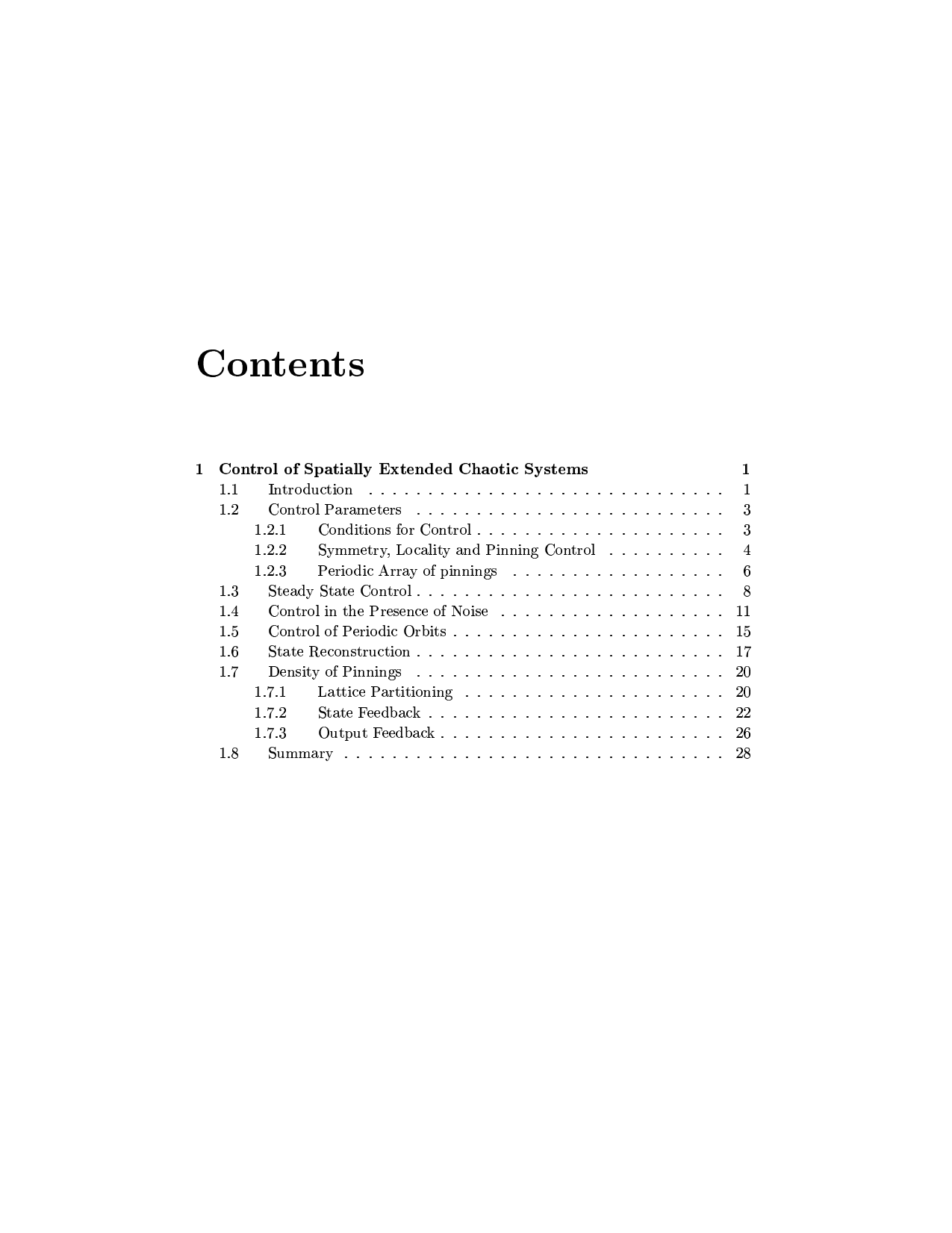 C Ontents 1 Control Of Spatially Extended Chaotic Systems 1 1 1 Manualzz