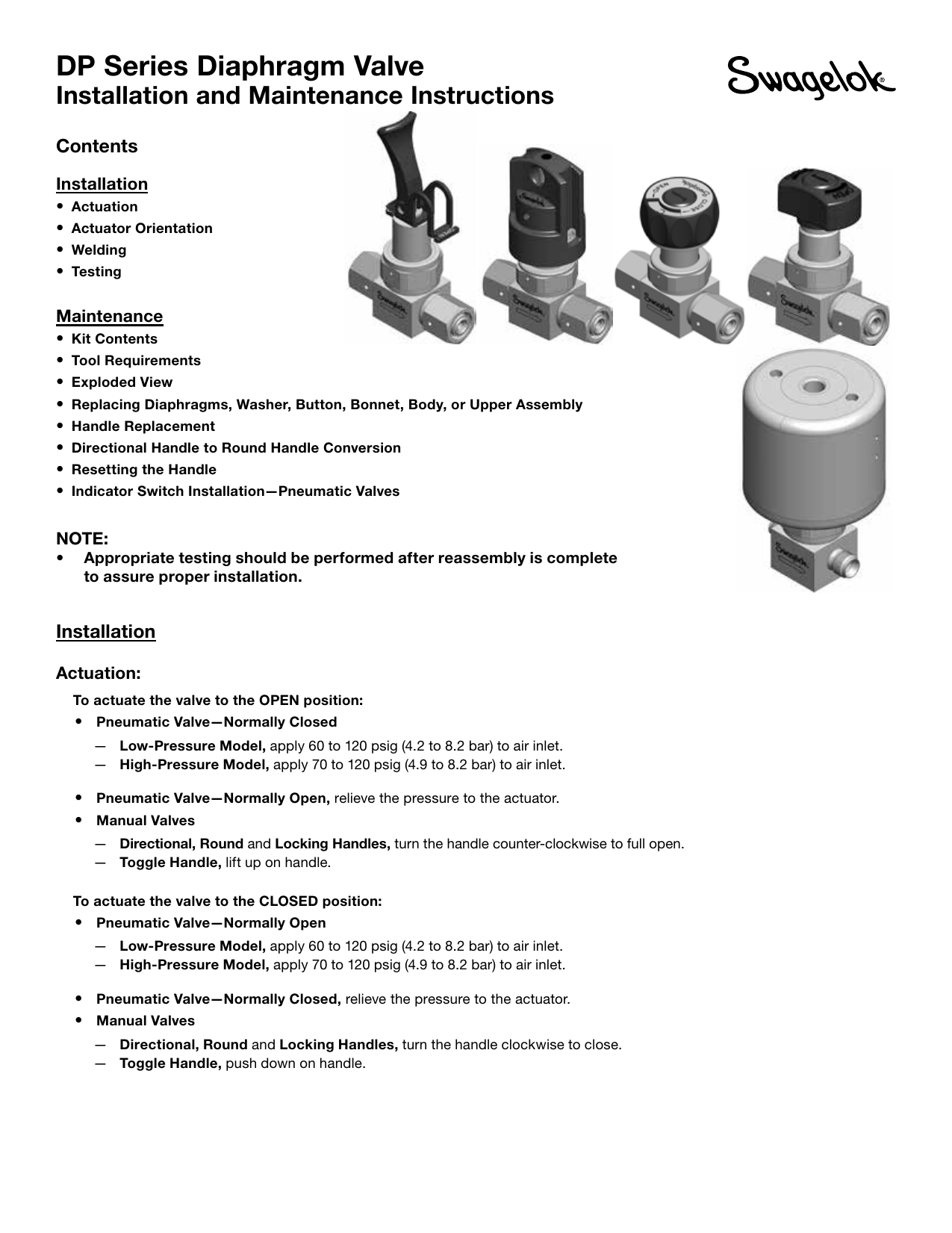 DP Series Diaphragm Valve Service Instructions (MS Manualzz