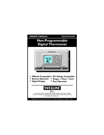 Non Programmable Digital Thermostat Manualzz Non Programmable Digital Thermostat, Totaline Thermostat Wiring Diagram P374