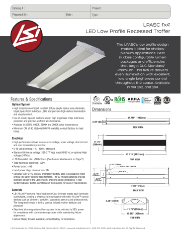 LPASC 1`x4` LED Low Profile Recessed Troffer | Manualzz