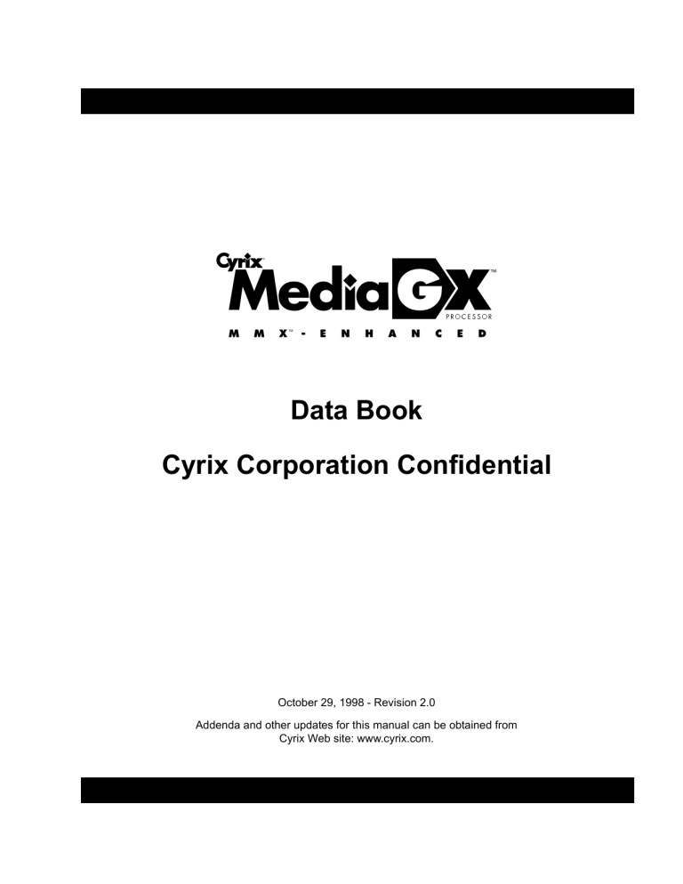 Data Book Cyrix Corporation Confidential Manualzz