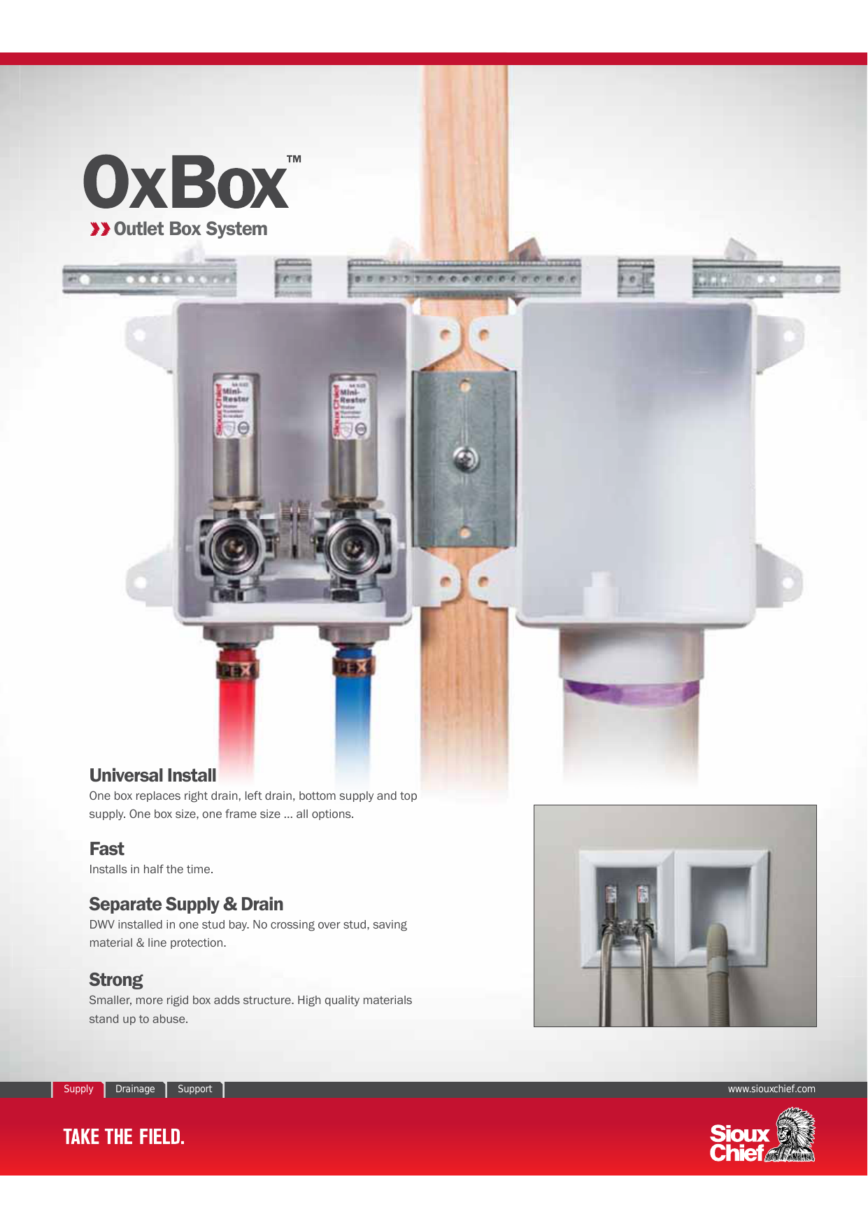 Sioux Chief FIRE RATED Ox Box Toilet/Dishwasher Outlet Box For 1/2" PEX or MPT 
