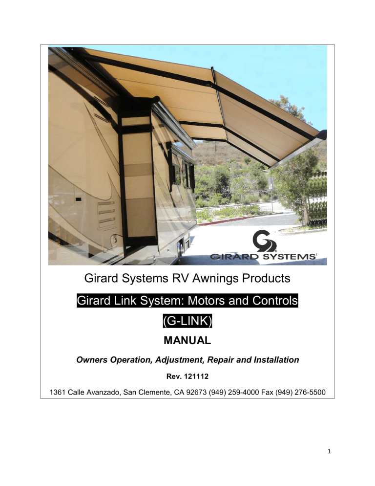 Girard Systems RV Awnings Products Girard Link System Manualzz