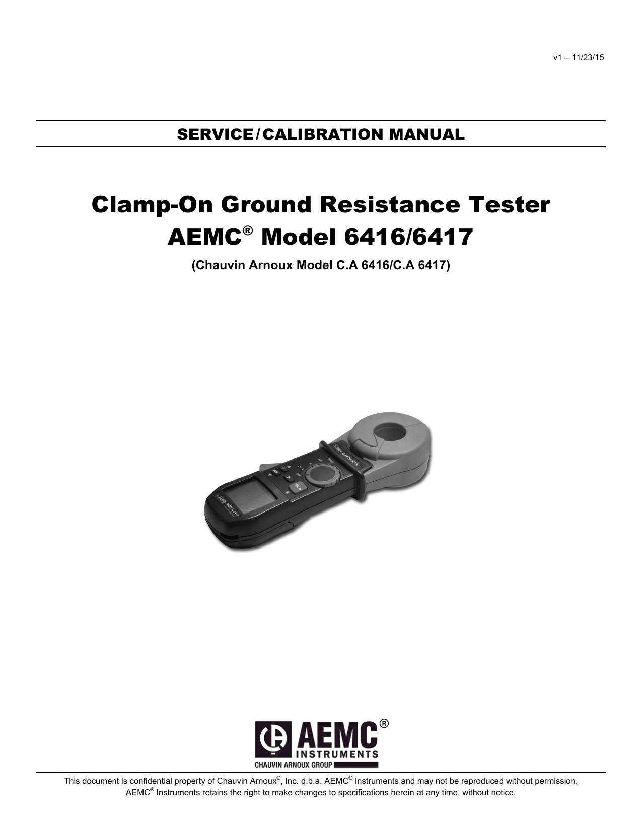 AEMC 6416 Service/Calibration Manual Manualzz