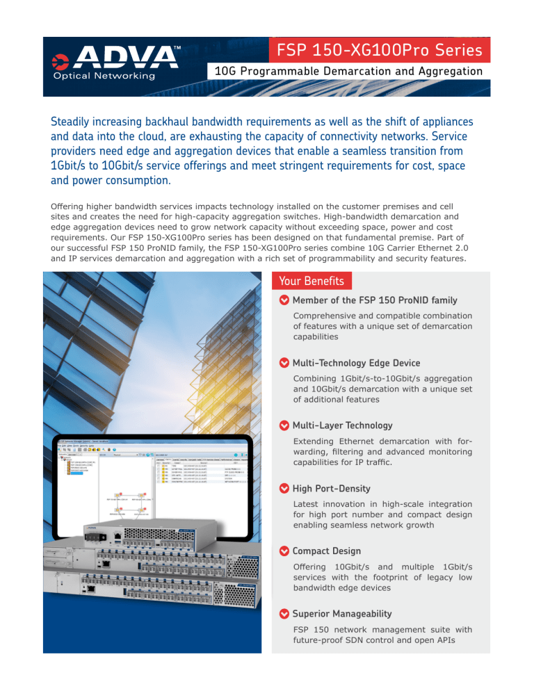 FSP 150-XG100Pro Series - ADVA Optical Networking | Manualzz