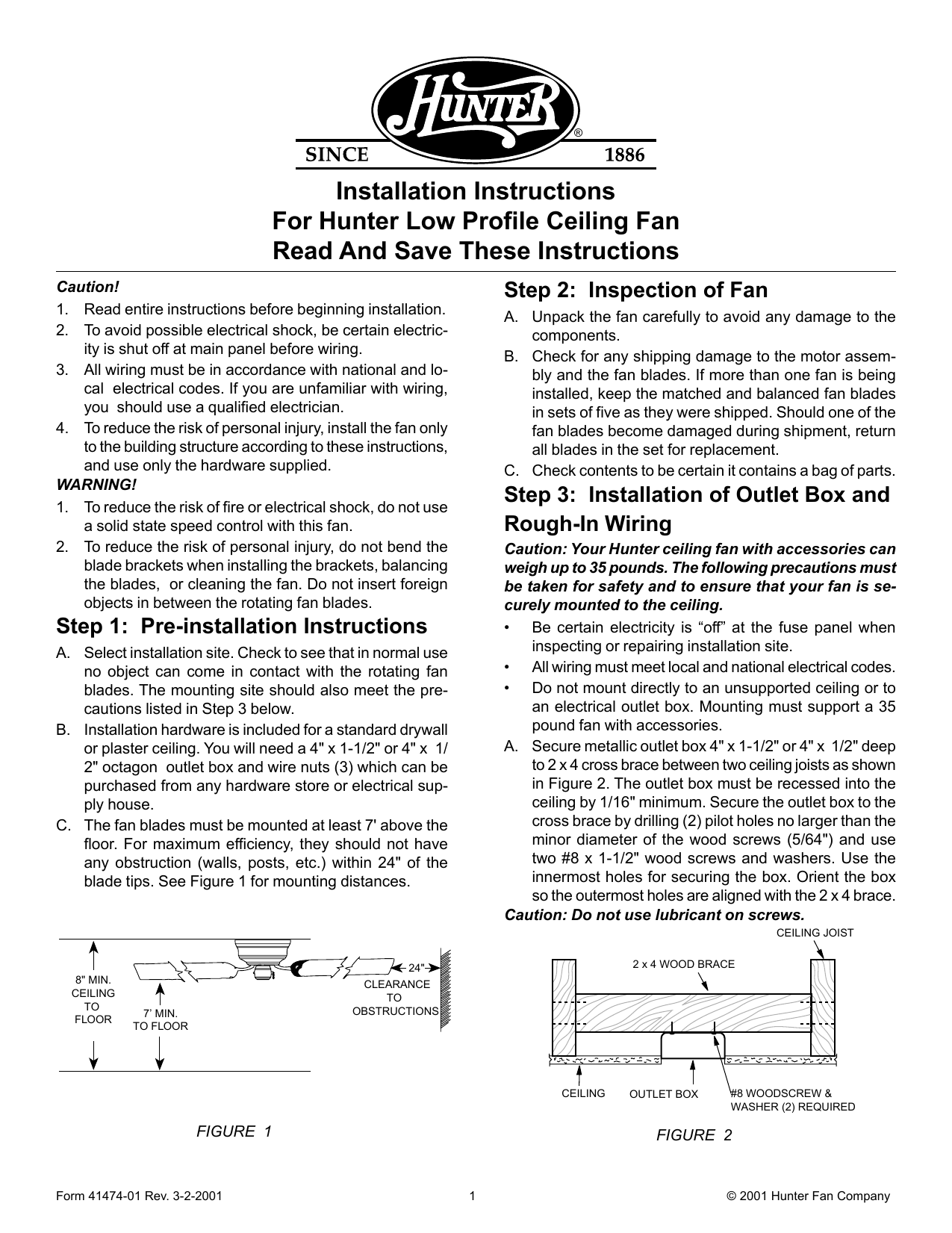 Installation Instructions For Hunter Low Profile Ceiling Fan Read