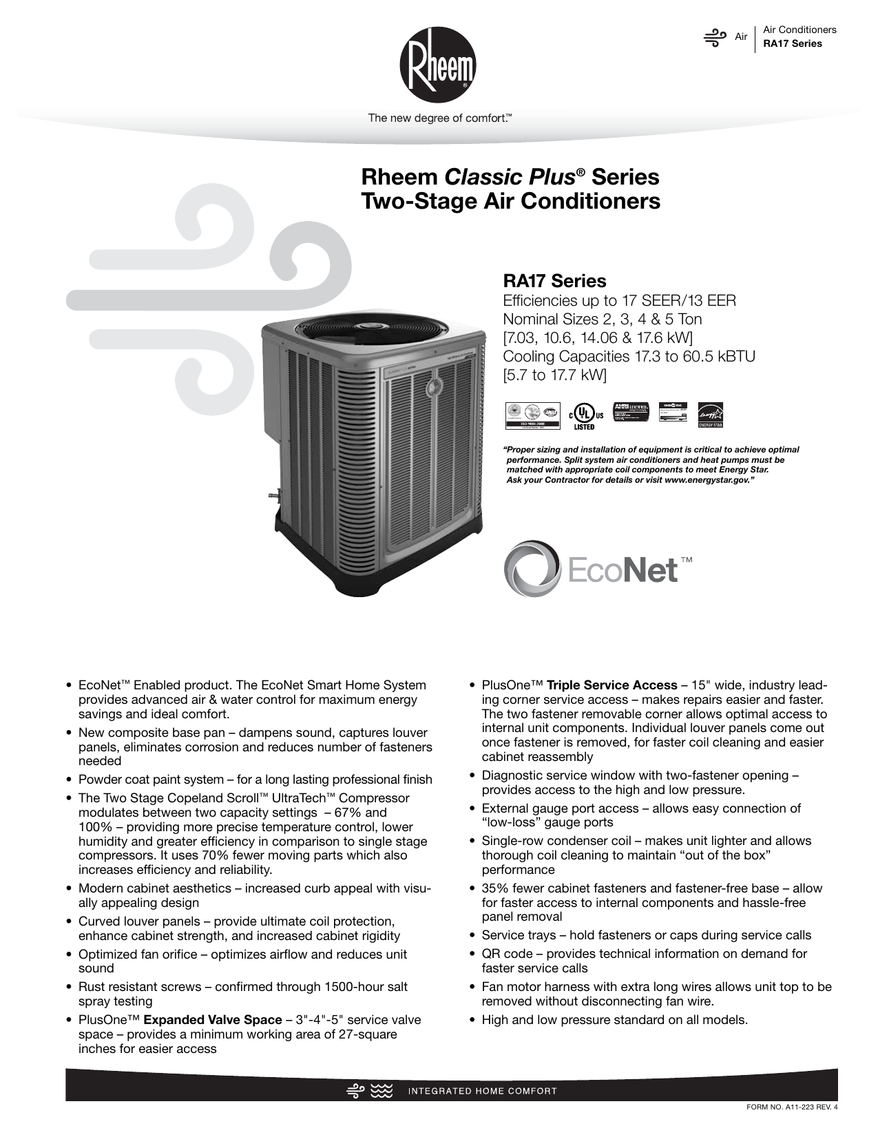 Rheem Classic Series Single Stage Ra13 Specification Sheet, 58% OFF