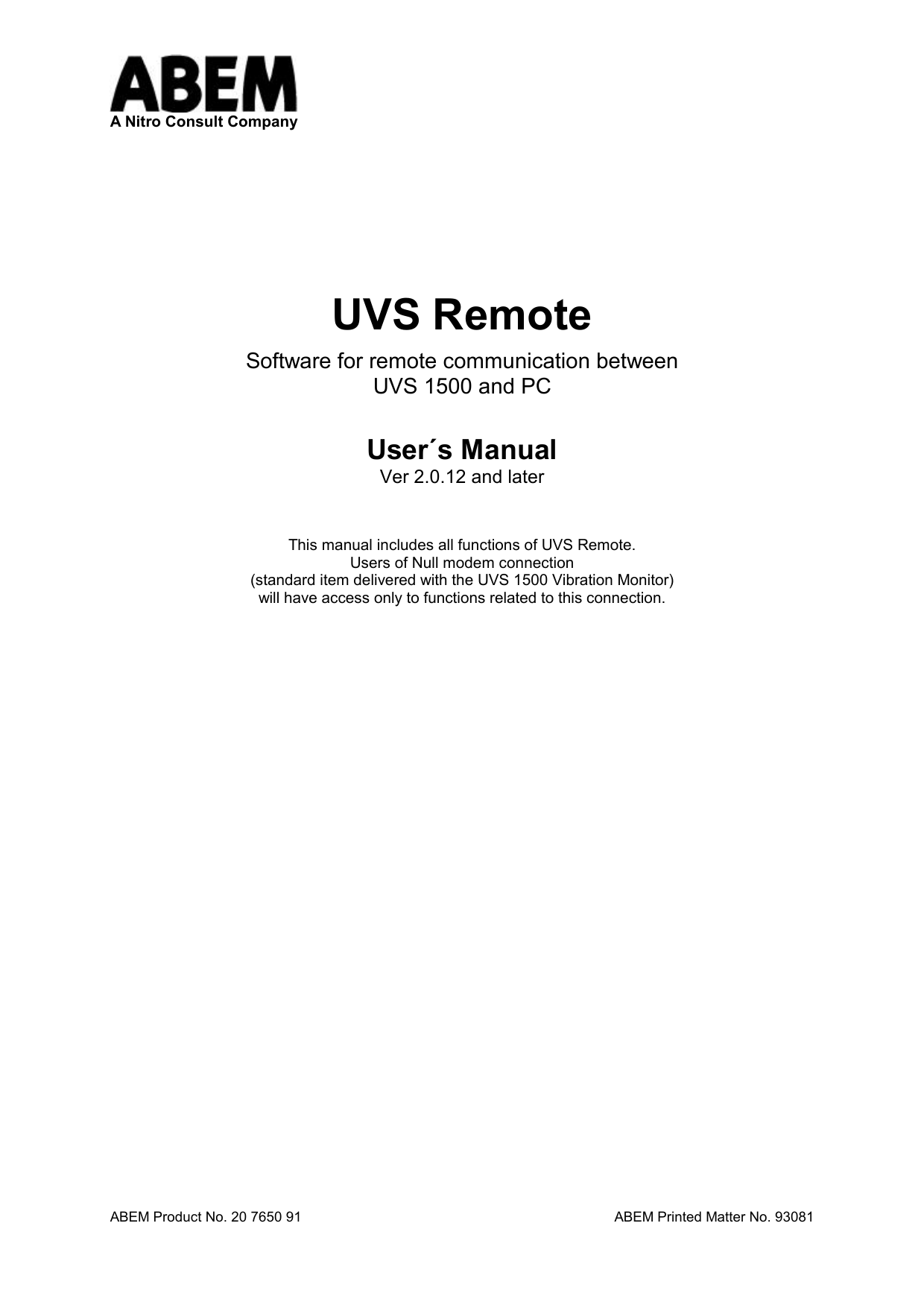 UVS Remote Manualzz UVS Remote Manualzz