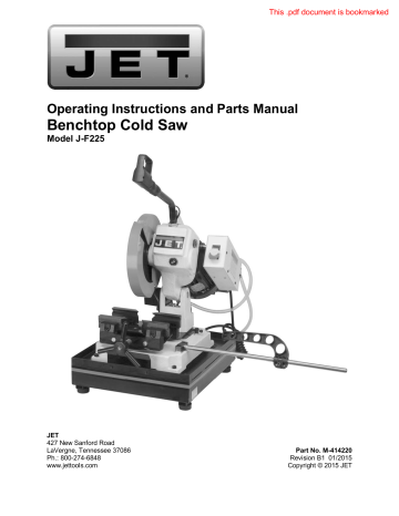 Benchtop Cold Saw | Manualzz