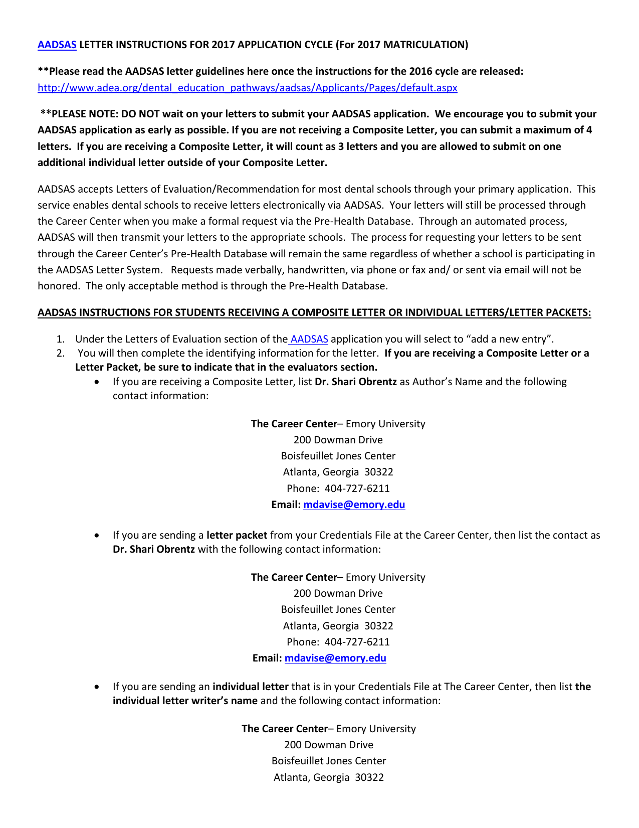 aadsas letter instructions for 2017 application cycle manualzz com adea recommendation letter