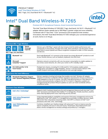 intel dual band wireless ac 7265 speed