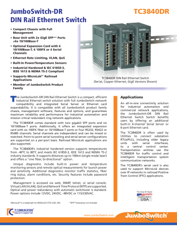 Tc3840dr Jumboswitch Dr Din Rail Ethernet Switch Manualzz
