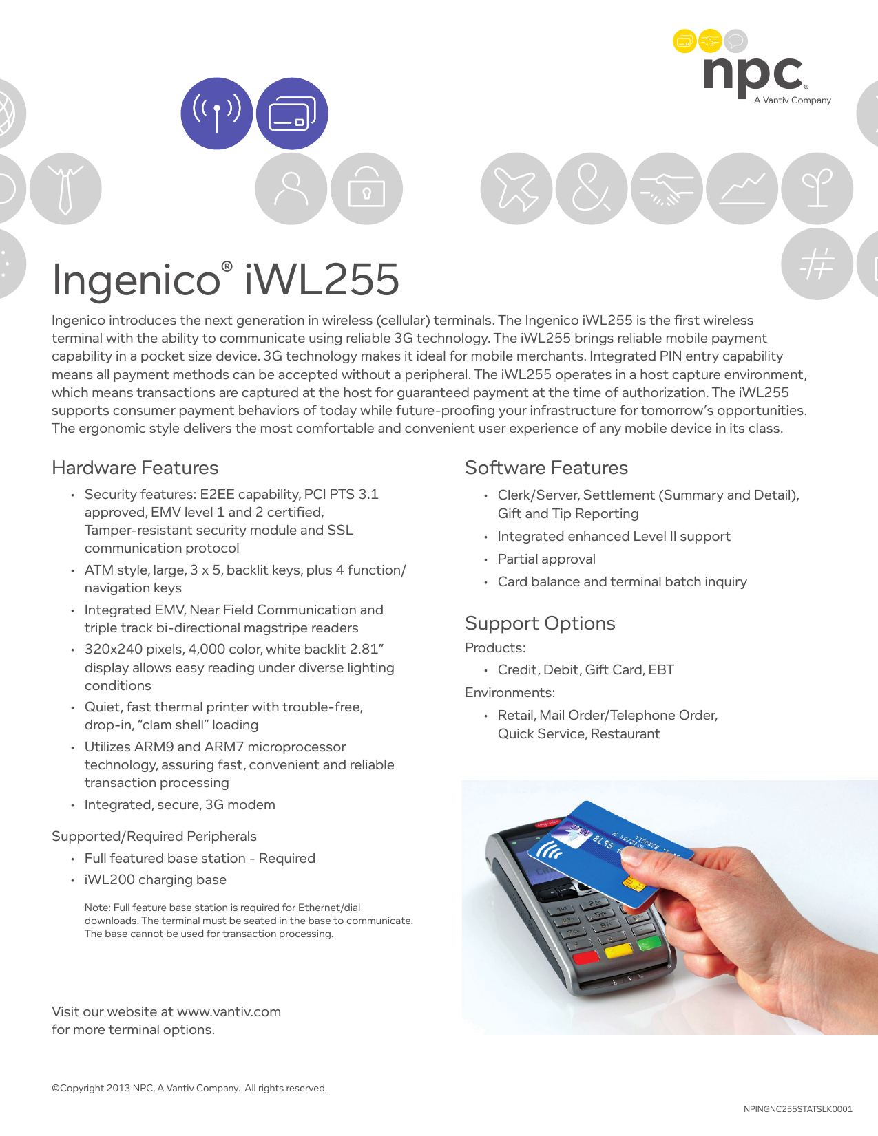 Ingenico iWL255 3G Wireless Terminal and Base/Docking Station