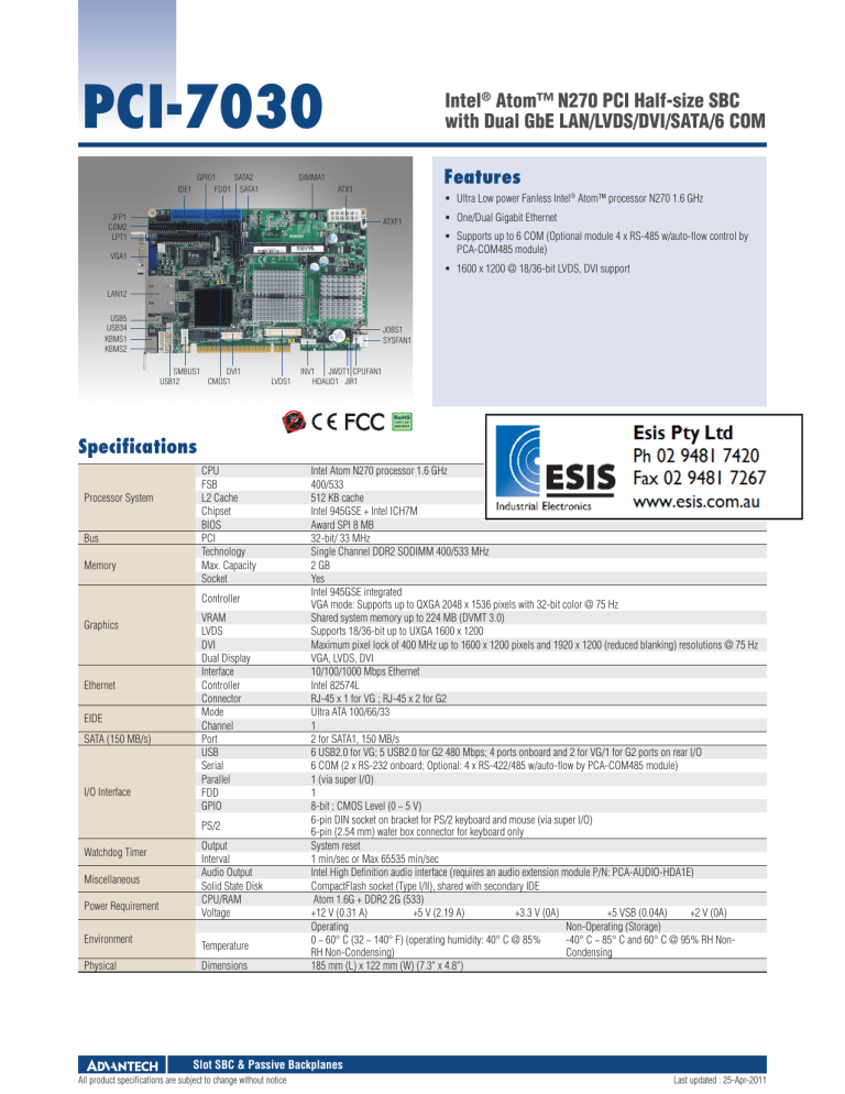 Pci 7030 Advantech Manualzz