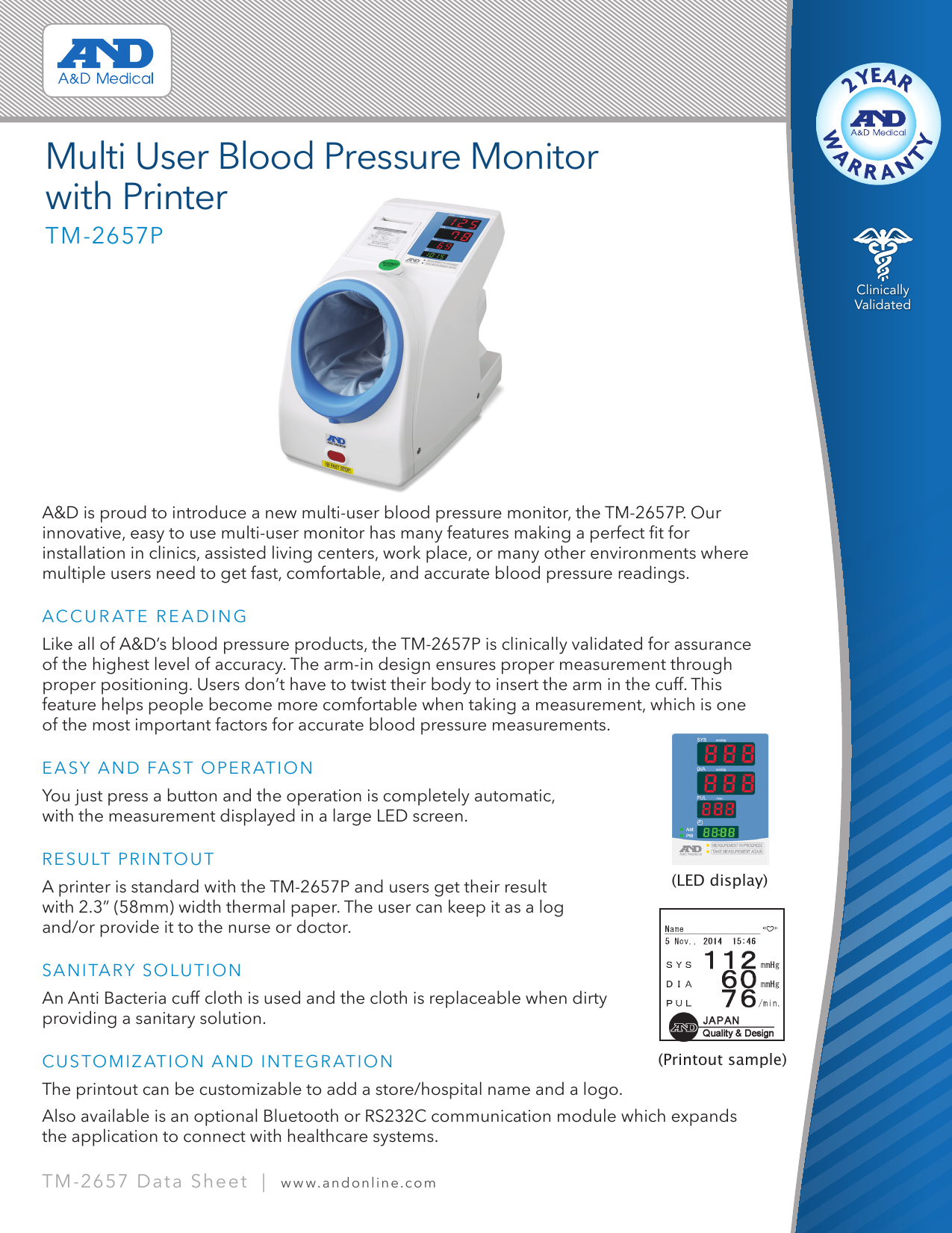 A&D Medical Multi-User Blood Pressure Monitor (TM-2657P)