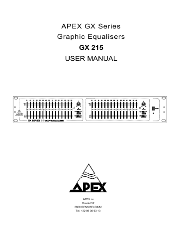 APEX GX Series Graphic Equalisers GX 215 USER MANUAL | Manualzz
