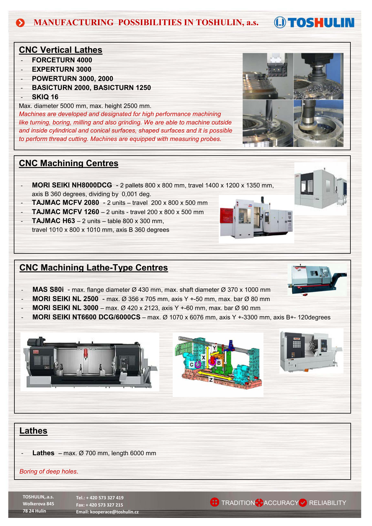 Manufacturing Possibilities In Toshulin A S Cnc Vertical Manualzz