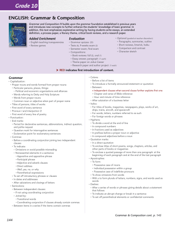 Tenth Grade Abeka Book School Detailed Scope And Sequence Manualzz